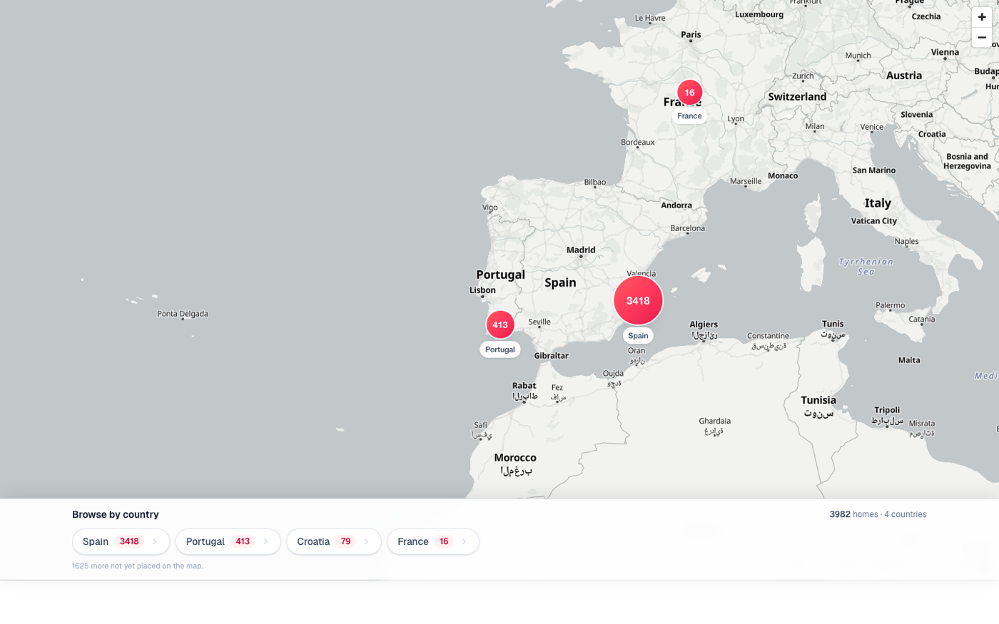 Habio interactive map search with regional listing clusters